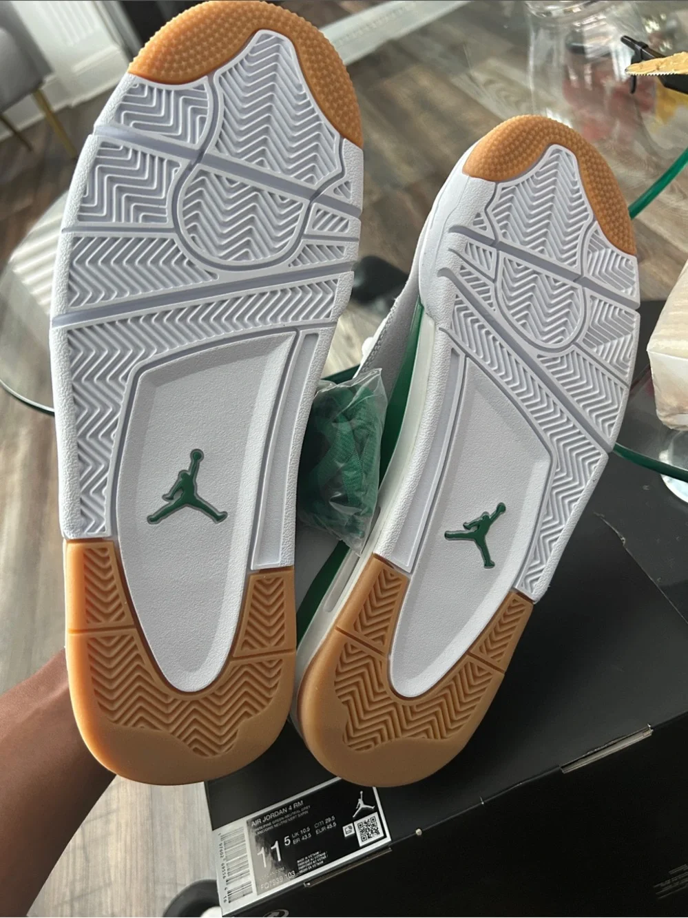Air Jordan White and Green Men's Low-Top Athletic Sneakers